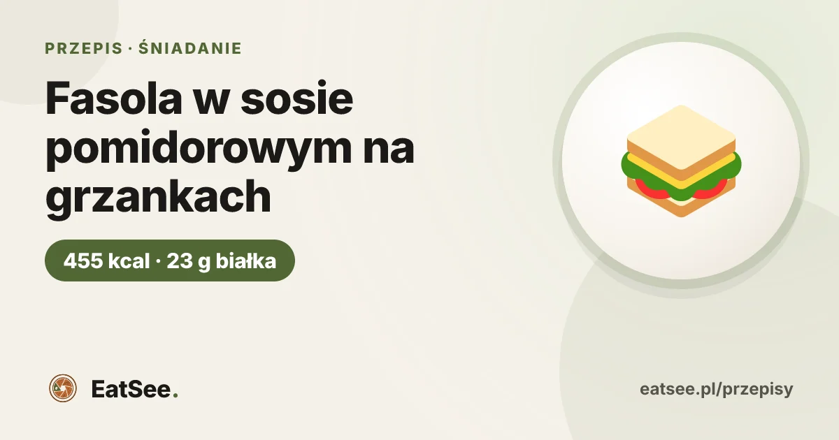 Fasola w sosie pomidorowym na grzankach - ok. 455 kcal w porcji
