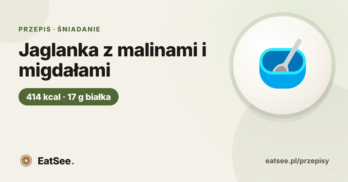 Jaglanka z malinami i migdałami - ok. 414 kcal w porcji