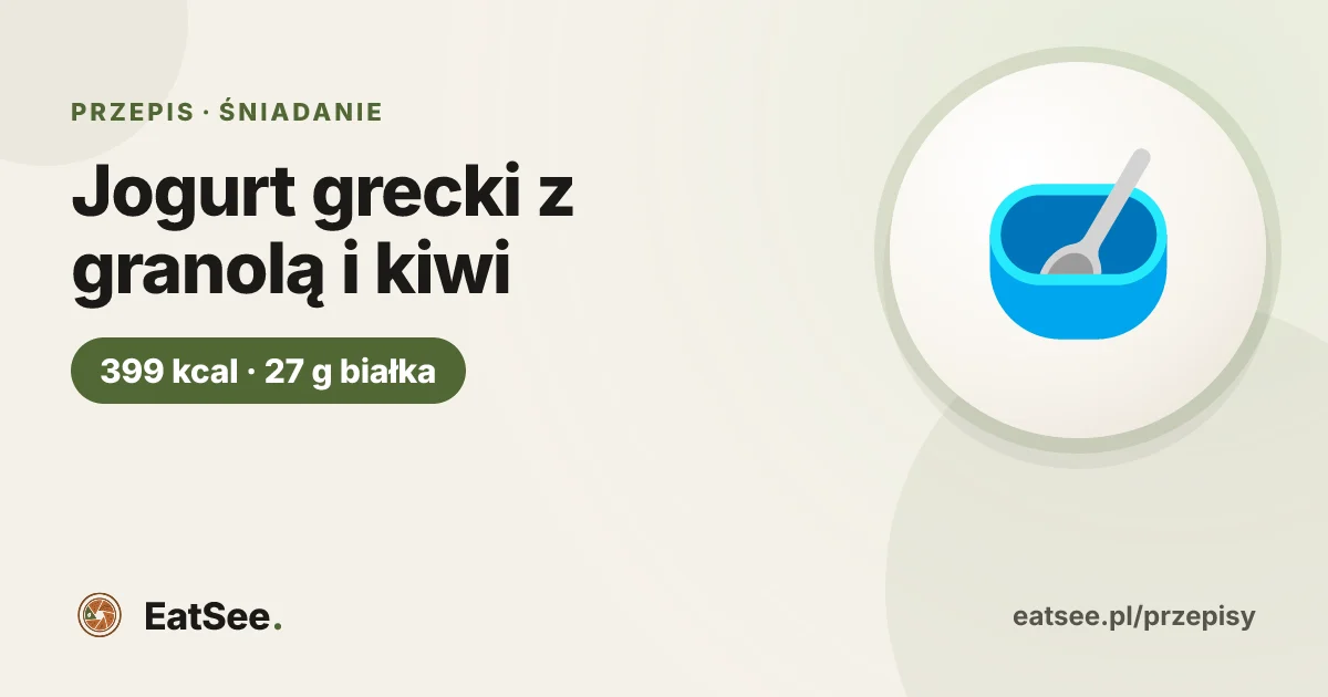 Jogurt grecki z granolą i kiwi - ok. 399 kcal w porcji