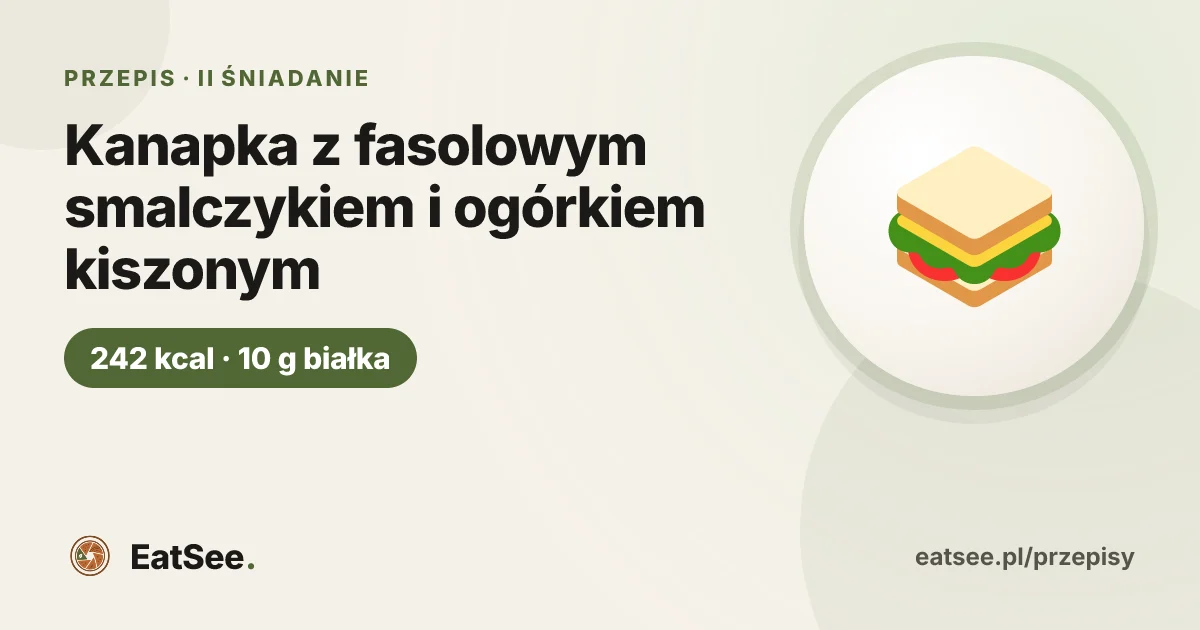 Kanapka z fasolowym smalczykiem i ogórkiem kiszonym - ok. 242 kcal w porcji