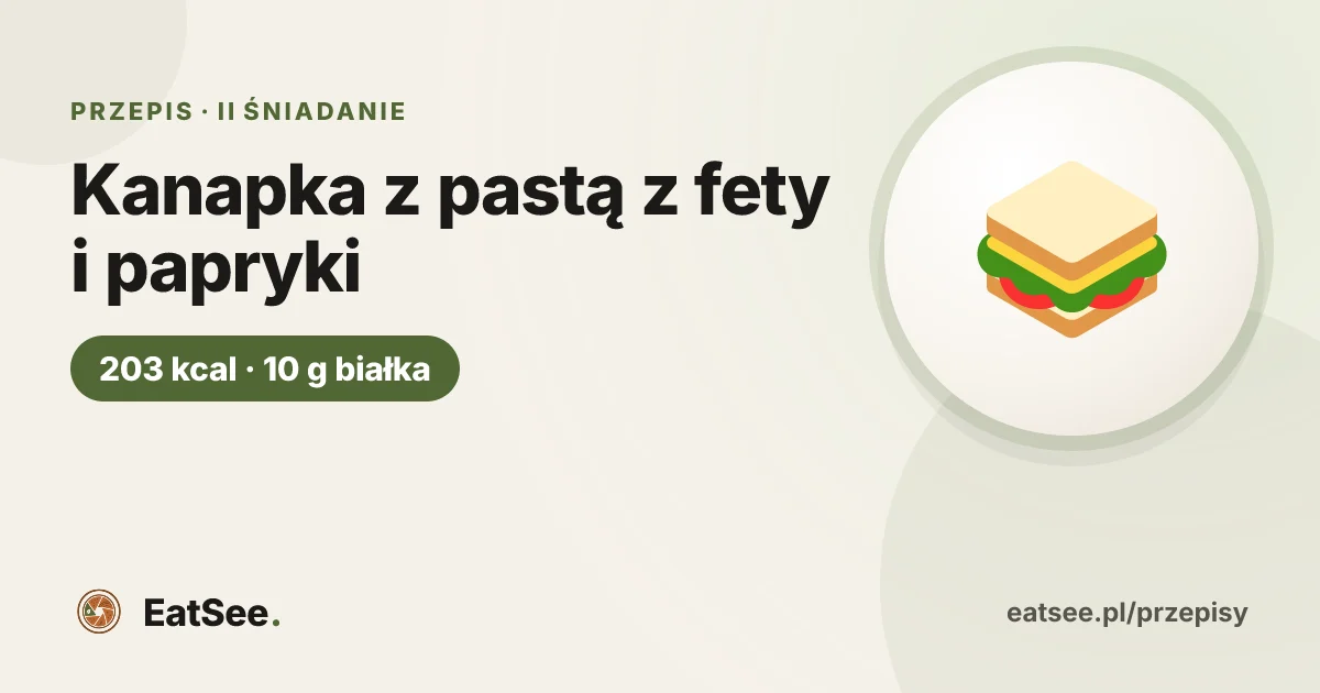Kanapka z pastą z fety i papryki - ok. 203 kcal w porcji