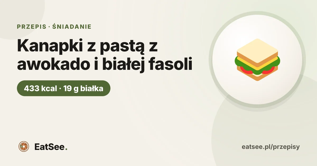 Kanapki z pastą z awokado i białej fasoli - ok. 433 kcal w porcji