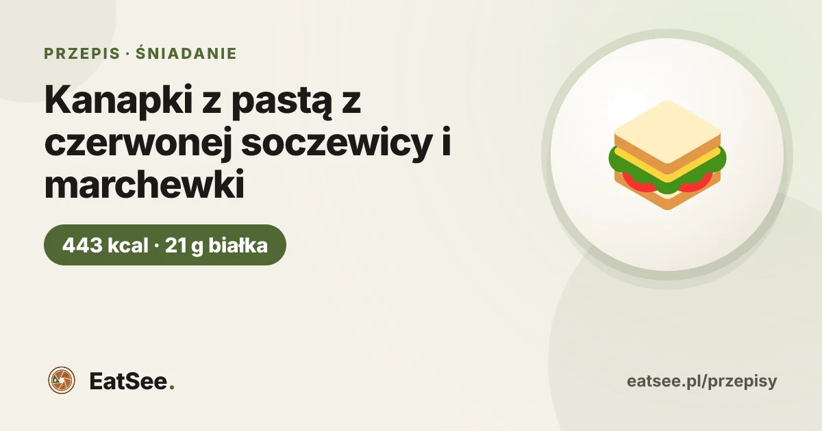 Kanapki z pastą z czerwonej soczewicy i marchewki - ok. 443 kcal w porcji
