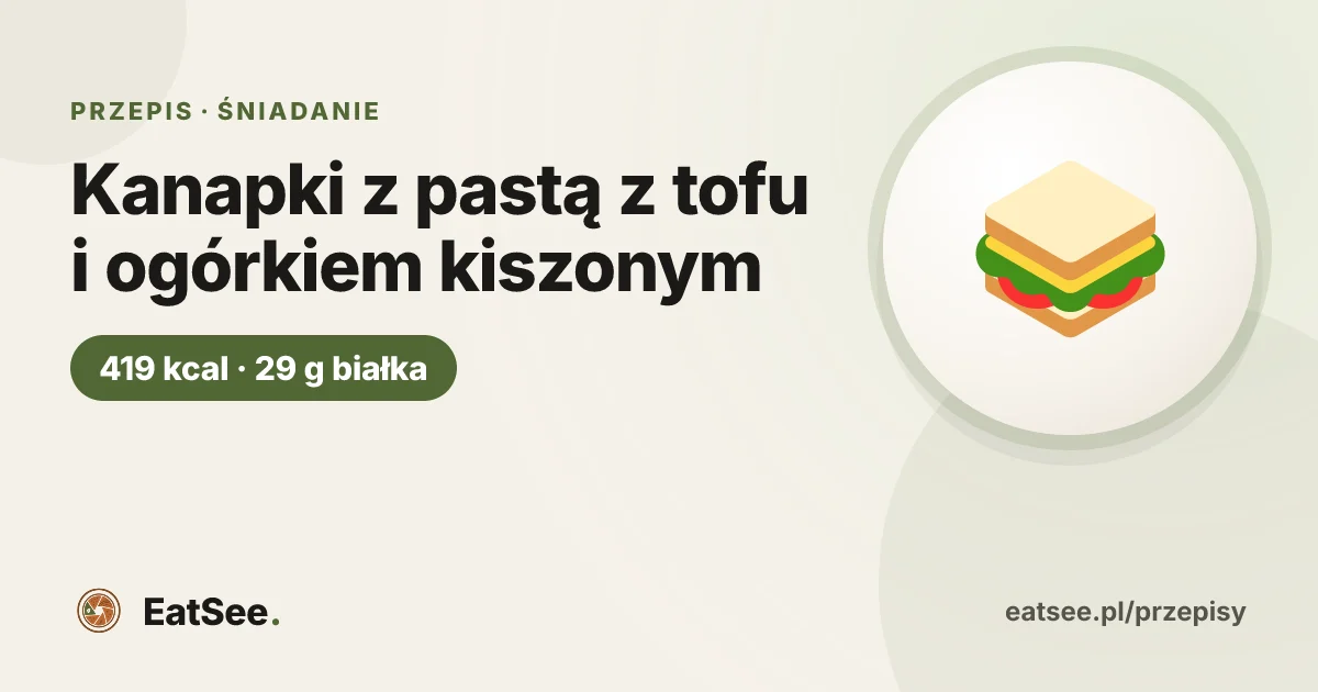Kanapki z pastą z tofu i ogórkiem kiszonym - ok. 419 kcal w porcji
