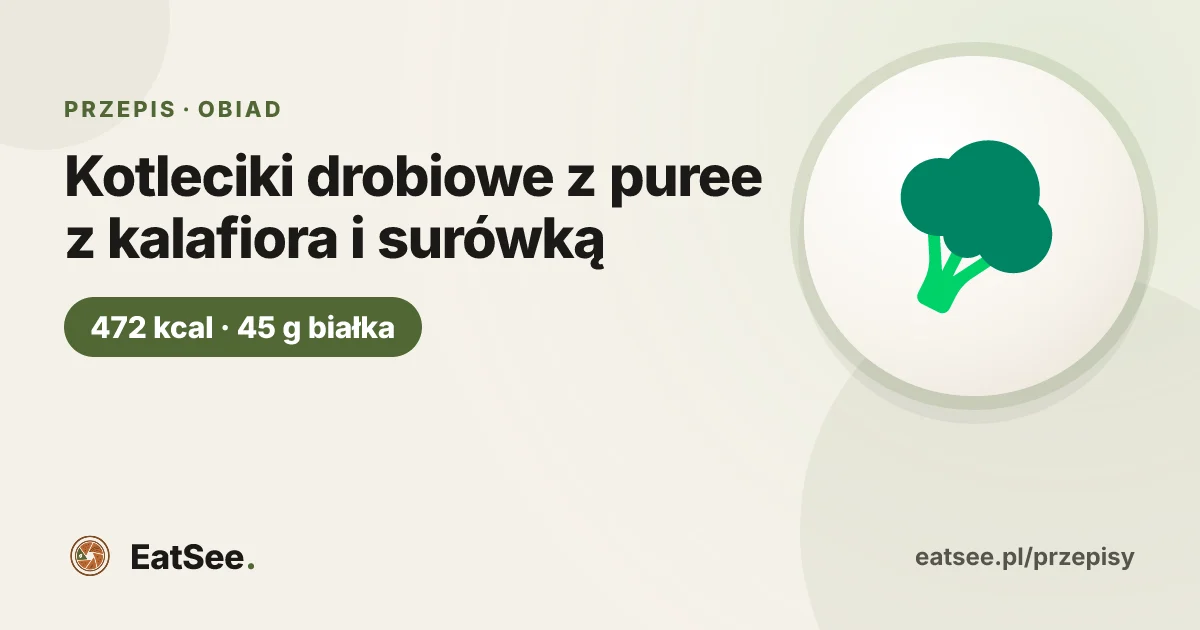 Kotleciki drobiowe z puree z kalafiora i surówką - ok. 472 kcal w porcji