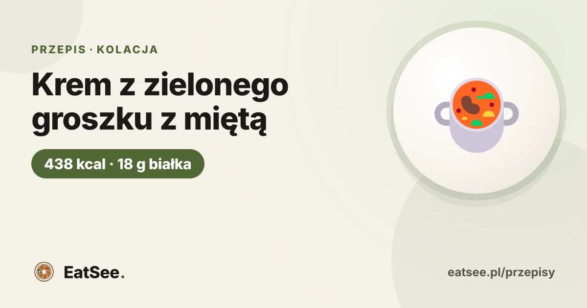 Krem z zielonego groszku z miętą - ok. 438 kcal w porcji