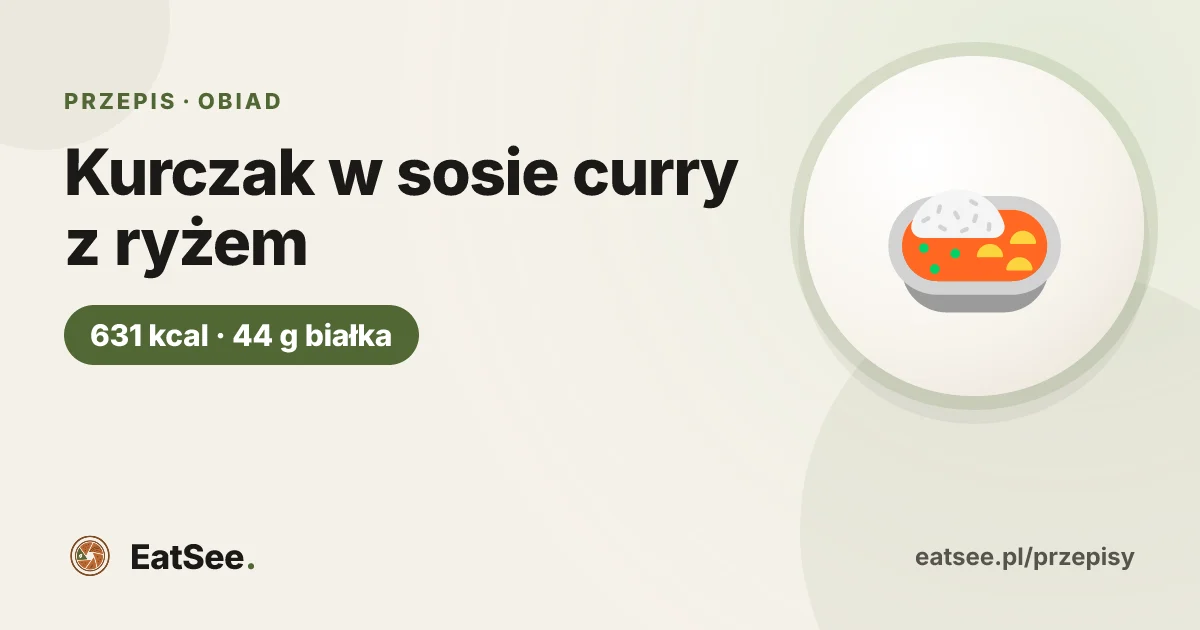 Kurczak w sosie curry z ryżem - ok. 631 kcal w porcji