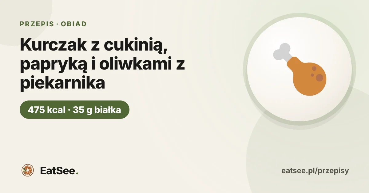 Kurczak z cukinią, papryką i oliwkami z piekarnika - ok. 475 kcal w porcji