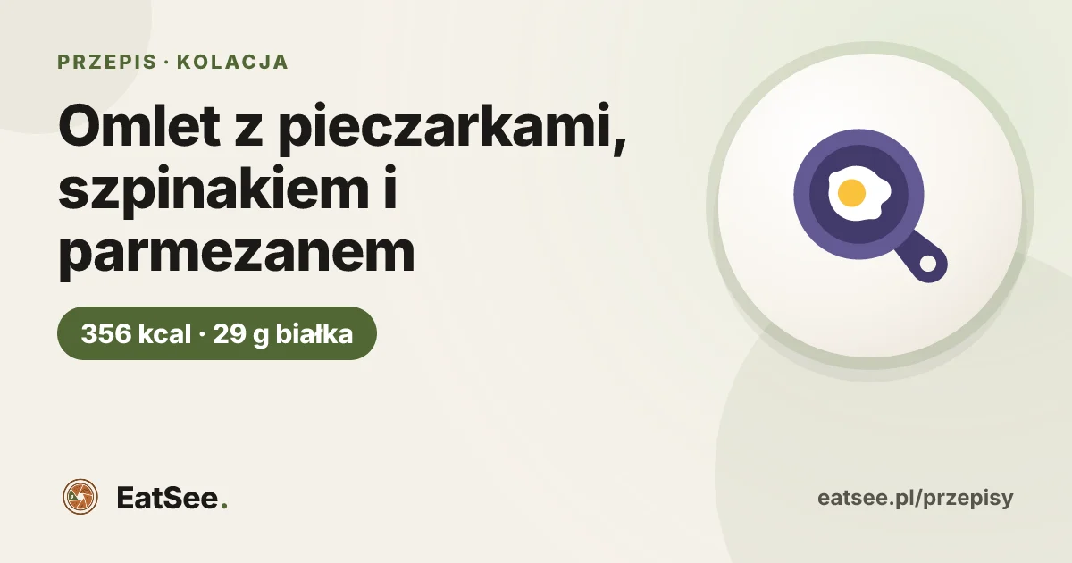 Omlet z pieczarkami, szpinakiem i parmezanem - ok. 356 kcal w porcji