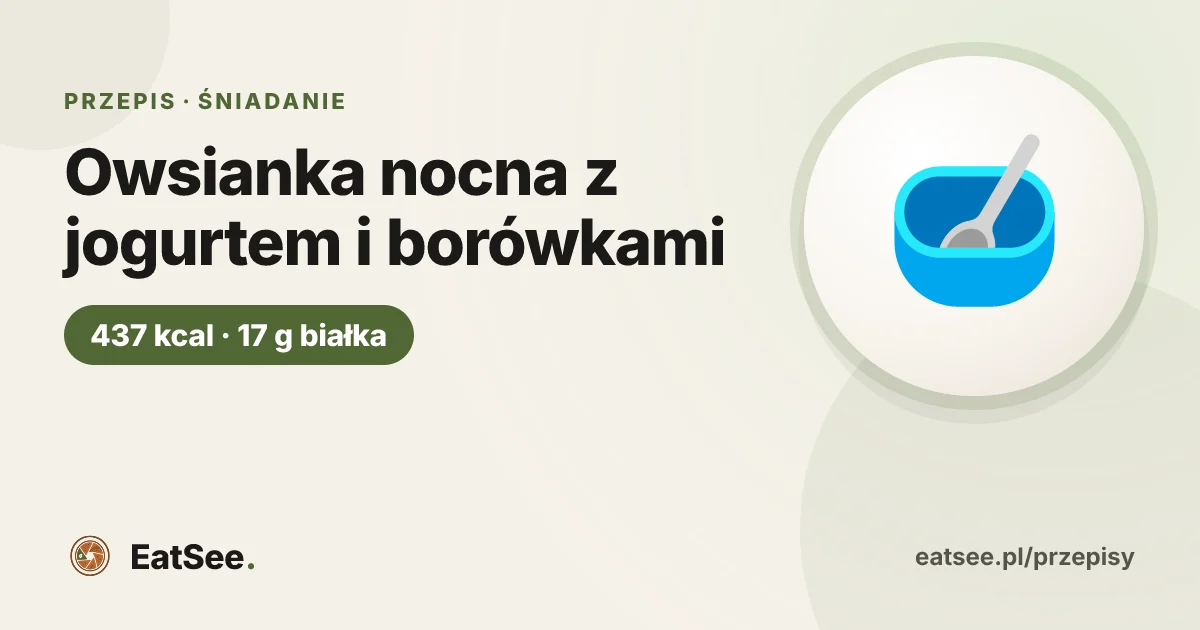 Owsianka nocna z jogurtem i borówkami - ok. 437 kcal w porcji