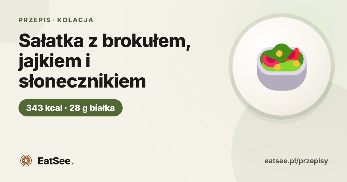 Sałatka z brokułem, jajkiem i słonecznikiem - ok. 343 kcal w porcji