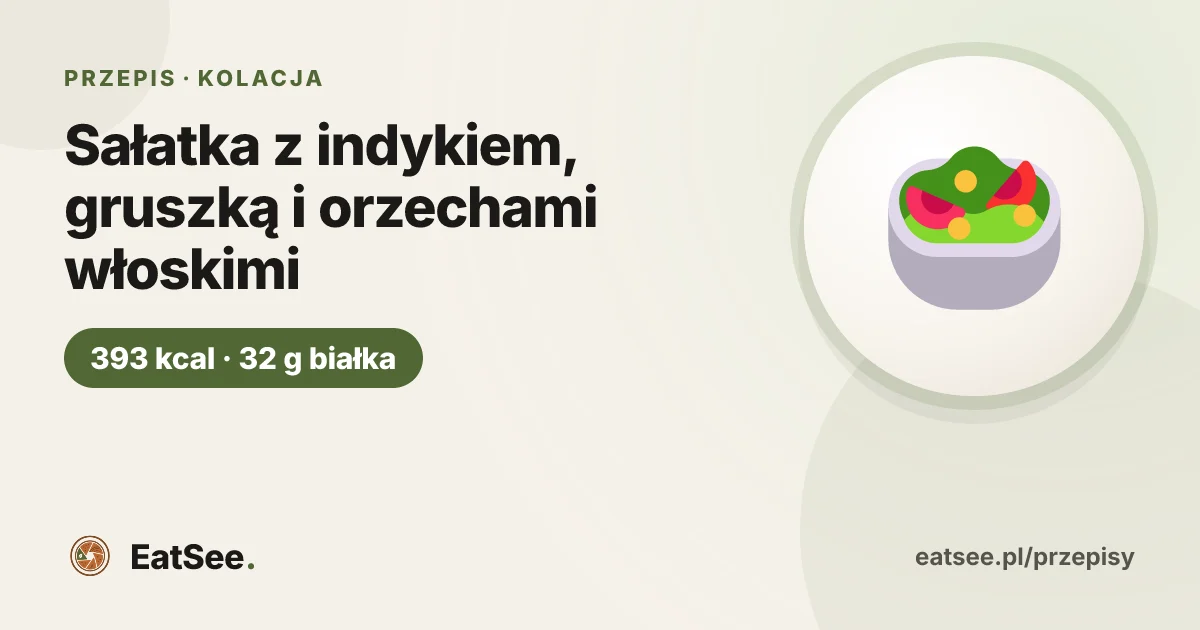 Sałatka z indykiem, gruszką i orzechami włoskimi - ok. 393 kcal w porcji