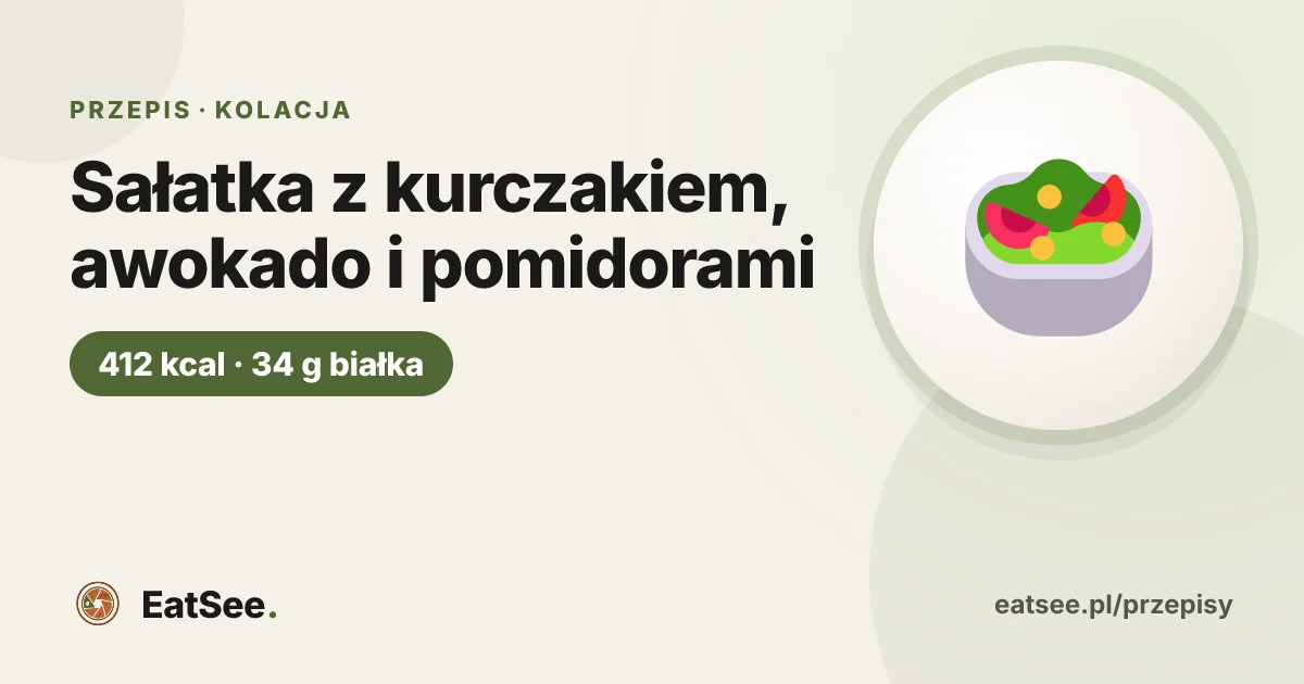 Sałatka z kurczakiem, awokado i pomidorami - ok. 412 kcal w porcji