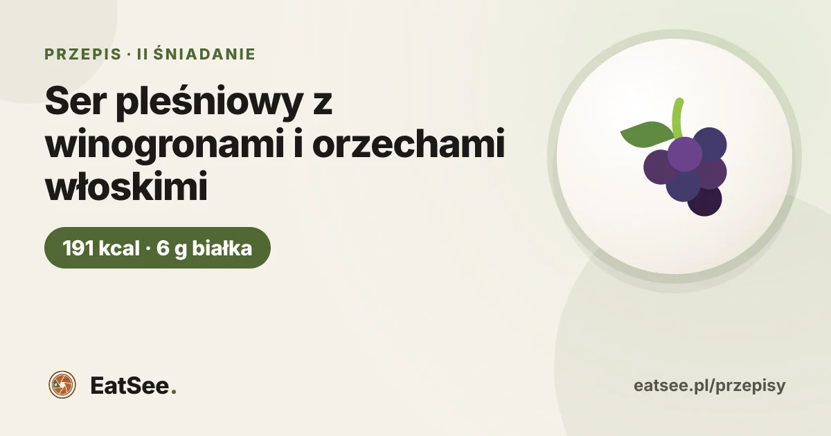 Ser pleśniowy z winogronami i orzechami włoskimi - ok. 191 kcal w porcji
