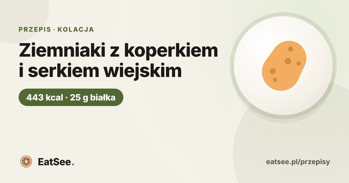 Ziemniaki z koperkiem i serkiem wiejskim - ok. 443 kcal w porcji
